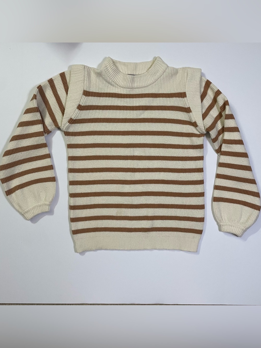PrettyGarden Cream Sweater Tan Stripes size S